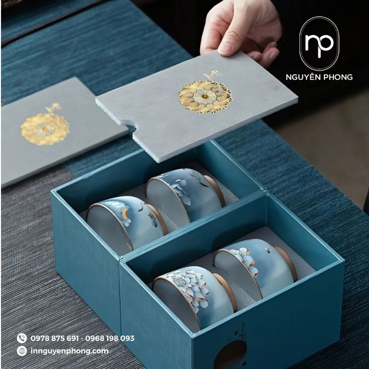Mẫu hộp cứng đựng bát sứ cao cấp làm quà tặng